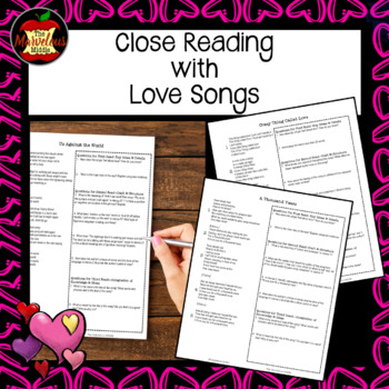 Preview of Close Reading with Love Songs