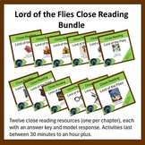 Close Reading worksheets for Lord of the Flies - Complete 