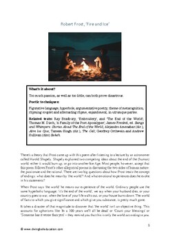 Fire And Ice Robert Frost Worksheets Teaching Resources Tpt