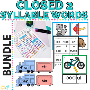 Preview of Closed 2 Syllable Words | Closed Syllable Worksheets | Activities | Game BUNDLE