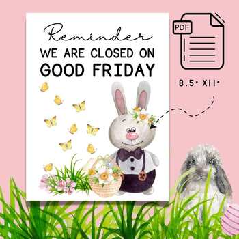 Closed For Good Friday Sign Printable Closed For Easter Sign Closed