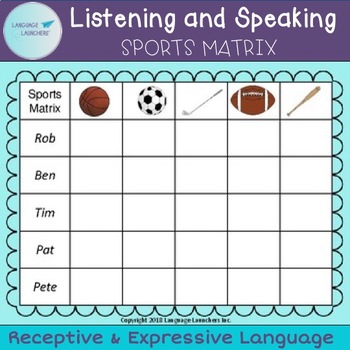 Preview of Auditory Comprehension and Expressive Language Game: Sports Theme