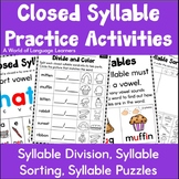 Closed Syllable Activities | Syllable Division, Puzzles, S