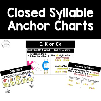 Preview of Closed Syllable Anchor Charts