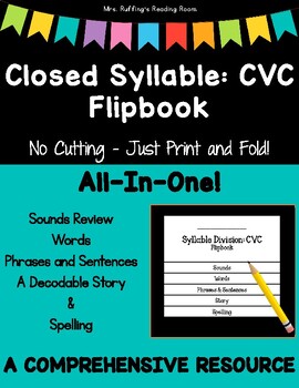 Preview of Closed Syllable CVC Flipbook - Science of Reading Phonics Based Fun