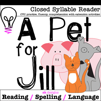Preview of Closed Syllable CVC Reader w Enrichment Activities class and distance learning