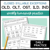 Closed Syllable Exception Decoding Practice & Phonics Flue