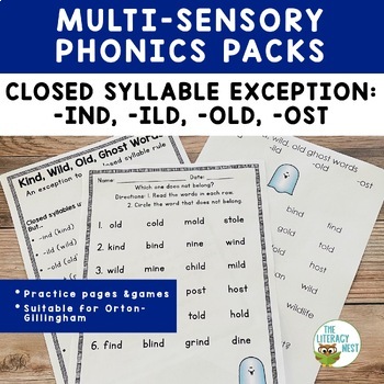 Preview of Orton-Gillingham Phonics Closed Syllable Exception IND, ILD, OLD, OST, OLL, OLT