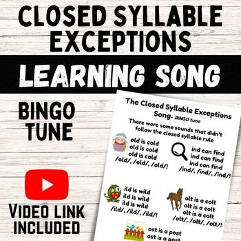 Preview of Closed Syllable Exception Song