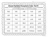 Closed Syllable Exceptions Color Sort - IND, OLD, OLT, ILD