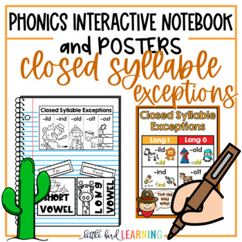 Preview of Closed Syllable Exceptions Interactive Notebook Activities and Posters