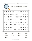 Closed Syllable Exceptions Word Search