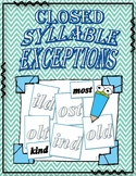 ild, ind, old, ost, old: Closed Syllable Exceptions