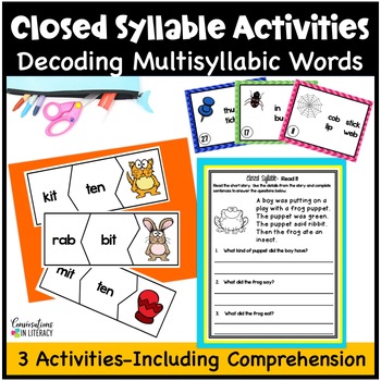 Preview of Decoding Multisyllabic Words With Closed Syllables Activities & Phonics Practice