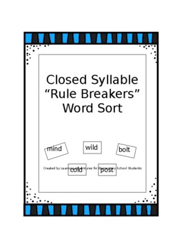 Preview of Closed Syllable "Rule Breakers" Word Sort