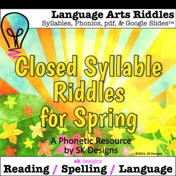 Preview of Closed Syllable Spring Language Arts Reading Spelling Game Google Slides™  pdf