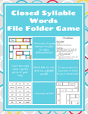 Closed Syllable Words File Folder Game