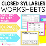 Closed Syllables 1- and 2-Syllable Words Worksheets Word W