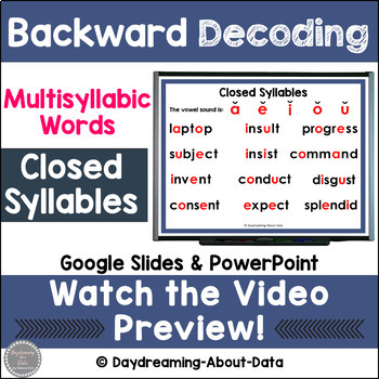 Preview of Closed Syllables Backward Decoding | Multisyllabic Word Reading