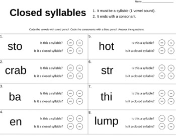 Preview of Closed Syllables, Orton Gillingham