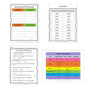 Closed and R Controlled Syllables DIGITAL and PRINTABLE Grades 2-3