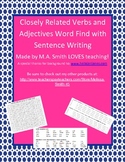 Closely Related Verbs and Adjectives Word Find and Sentenc