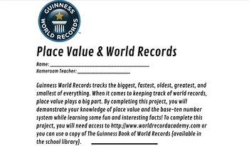 Preview of Closer Look at World Records - Place Value