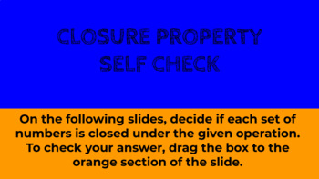 Preview of Closure Property - Self-Check Google Slide Activity