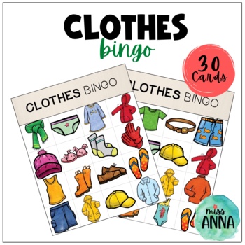 Clothes BINGO GAME by Miss Anna ESL | TPT