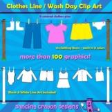 Clothing Clip Art Clothes Line and Wash Pins | Pegs