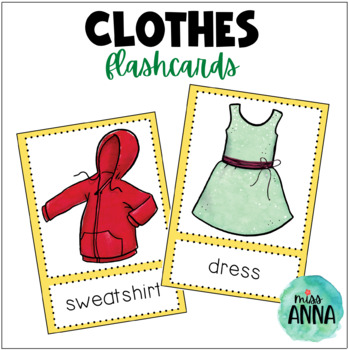 Clothes FLASH CARDS by Miss Anna ESL | TPT