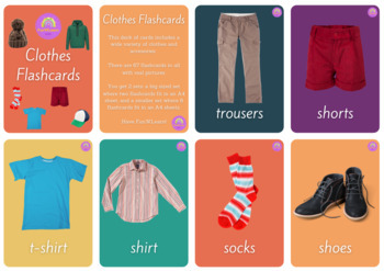 60 clothing flashcards for kids! 60 items of clothing to learn with your  kids!