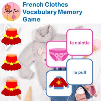 Preview of Clothes Memory Game French Vocabulary 20 words FLE