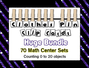 Preview of Clothes Pin Clip Cards Counting to 20 ~ Growing Bundle ~ Math Centers