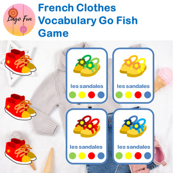 Preview of French Clothes Vocabulary Go Fish Quartets Game