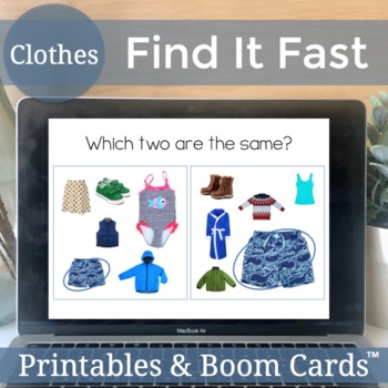 Preview of Clothes Speech Therapy Game Life Skills Hybrid Digital & Printable | Boom Cards