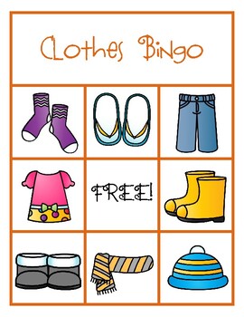 Clothes Study Bingo Game by Preschool Productions | TpT