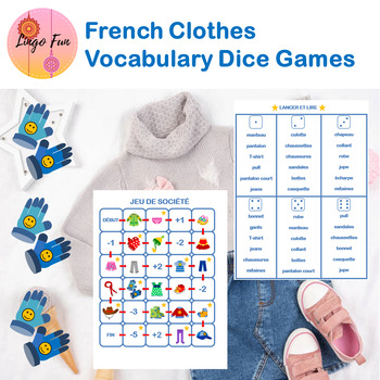 Preview of French  Clothes Vocabulary Dice Games and Board Game