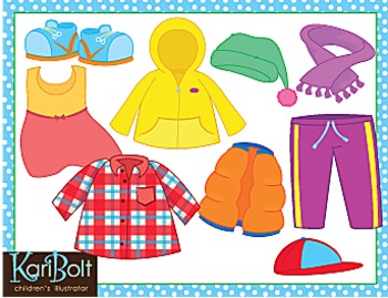 Clothes and Seasonal and Everyday Clothes Bundle Clip Art by Kari Bolt Clip  Art
