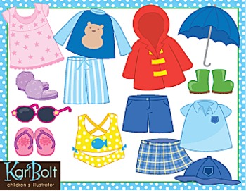 Clothes and Seasonal and Everyday Clothes Bundle Clip Art by Kari