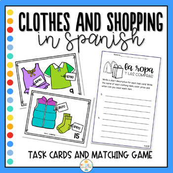 Preview of Clothings and Shopping in Spanish - Task Cards La ropa y las compras