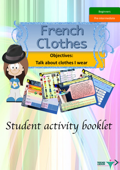 Preview of French clothes, vêtements booklet for beginners