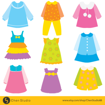 Clothes for girls clipart by Kiddie Resources | TPT