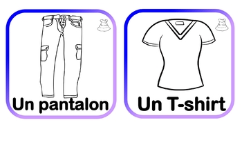 Clothes in French Colouring pages Les v tements Coloriage TPT