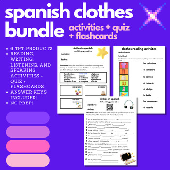 Preview of Clothes in Spanish Bundle (Activities and Quiz)