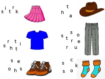 Preview of Clothes + present continuous for children