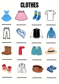 Clothes - vocabulary and grammar worksheet by Adam Pergande | TPT