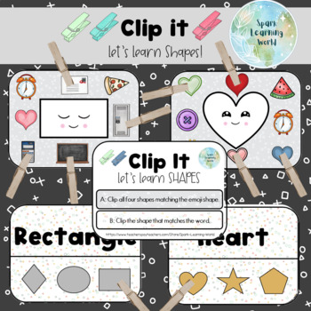 Preview of Clothespin Cards, Clip it, Let's Learn Shapes!