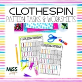 Clothespin Color Pattern Strips Activity and Worksheets