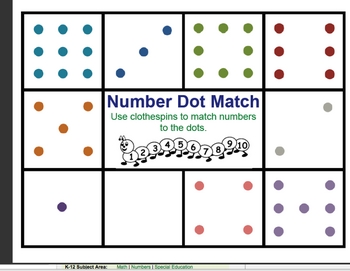 Preview of Clothespin Match - Dots to Numbers